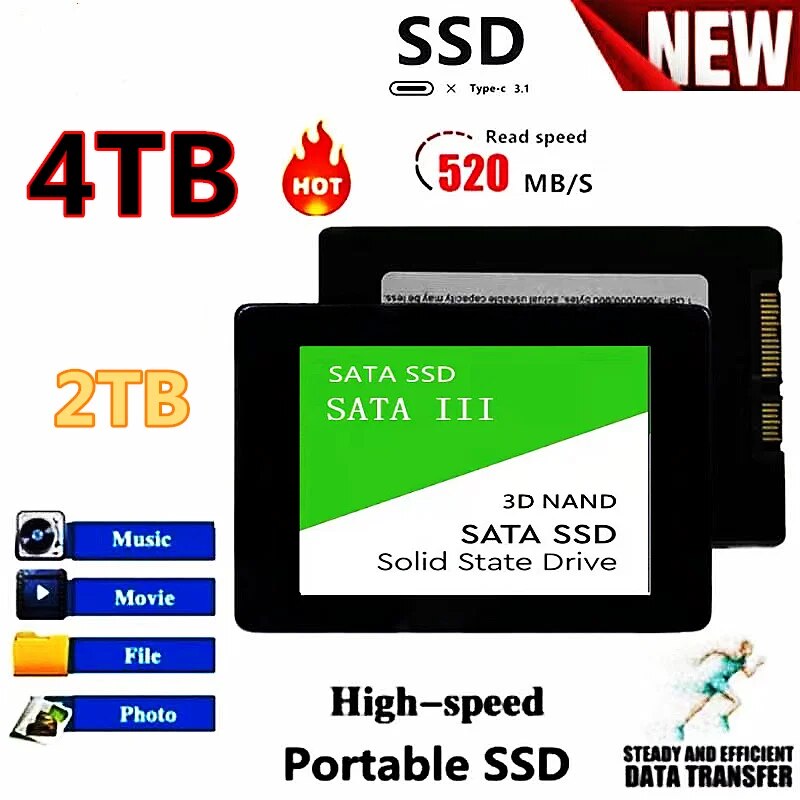 Ʈ  SSD  ָ Ʈ ̺, SSD 4TB 2TB 1TB ϵ ̺ ũ, Sata3, 2.5 ġ SSD TLC, 500 MB/s